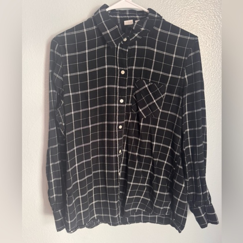 Gap Black and White Plaid Women’s Shirt Medium